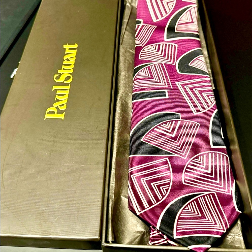 🎁PS HOLIDAY 26’🎁🆕💯🔥PHINEAS COLE X PAUL STUART DECO MOTIF TIE🔥STUNNING🔥